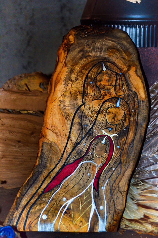 “Crone Mother Maiden” Burl Wood